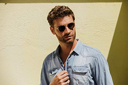 Cheapass Sunglasses - Gafas de sol pequeñas con marco de Metálicas dorado octogonal con estampado de leopardo alrededor de las lentes verdes con protección UV400 para hombre y mujer