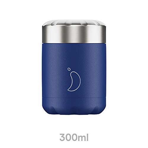 Chilly's Termo para Alimentos - Contenedor de Alimentos Reutilizable de Acero Inoxidable de - Aislamiento de Doble Pared para Mantener los Alimentos Calientes o Fríos - Azul Mate, 300ml