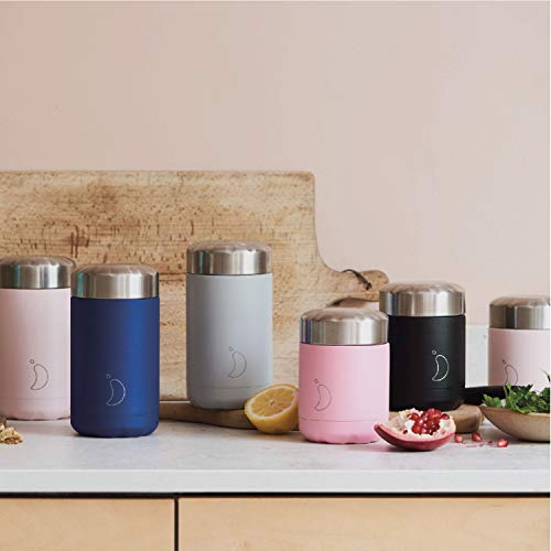 Chilly's Termo para Alimentos - Contenedor de Alimentos Reutilizable de Acero Inoxidable de - Aislamiento de Doble Pared para Mantener los Alimentos Calientes o Fríos - Azul Mate, 300ml