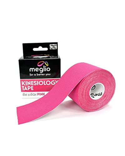 Cinta de Kinesiología Meglio Rollos 5 m, Sin Látex, Fleje de Vendaje Deportivo Hipoalergénico, Transpirable, Cintas Adhesivas Impermeables de Apoyo Muscular para Deportes y Recuperación de Lesiones