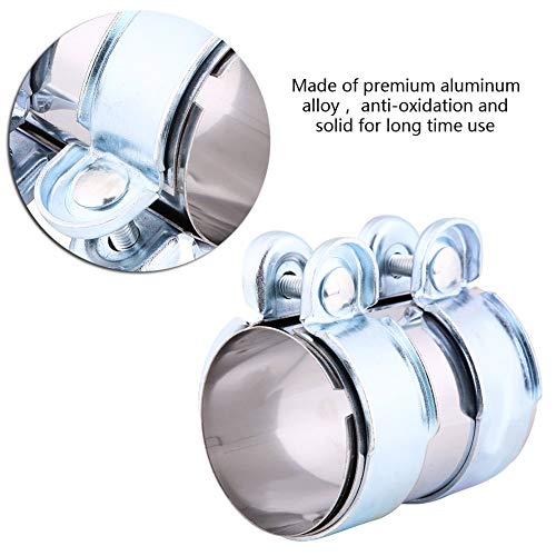 Cinta de tubo de silenciador de escape, Turbo de acero inoxidable Abrazadera de banda de escape Abrazaderas de paso Conector de tubo de Catback de silenciador con tornillos(2.5 inch)