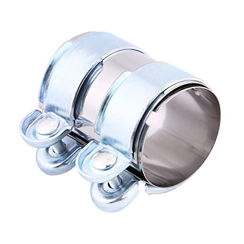 Cinta de tubo de silenciador de escape, Turbo de acero inoxidable Abrazadera de banda de escape Abrazaderas de paso Conector de tubo de Catback de silenciador con tornillos(2.5 inch)