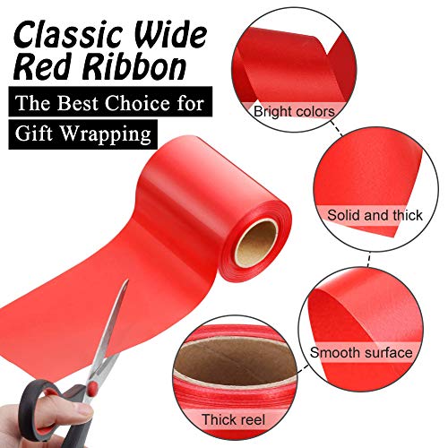 Cinta Roja para Envolver Regalos, Ancho Cinta de Satén para Manualidades Coronas Arcos Gigantes Tartas Decoración, Cintas para Boda Cumpleaños Día de San Valentín Navidad árbol (10cm, 22m)