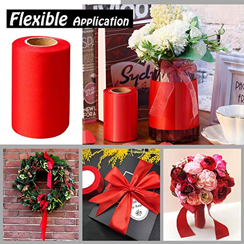 Cinta Roja para Envolver Regalos, Ancho Cinta de Satén para Manualidades Coronas Arcos Gigantes Tartas Decoración, Cintas para Boda Cumpleaños Día de San Valentín Navidad árbol (10cm, 22m)