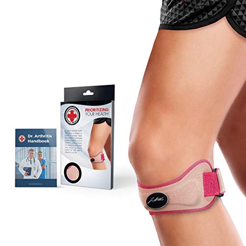 Cinta Rotuliana Desarrollada por Médicos - Cincha Tendinitis Patelar (Rodilla Saltador), Síndrome del Dolor Patelofemoral (Rodilla Corredor), Síndrome de la Cintilla Iliotibial, Condromalacia - Rosa