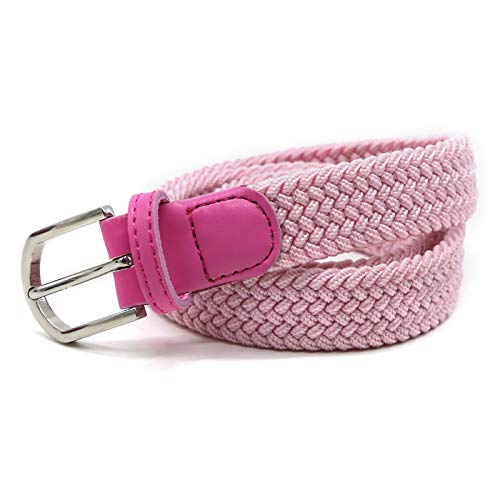 Cinturilla elástica Para niños Cintura Elástica para niñas niños, Cinturón de Goma Multicolor para mujeres de 2,5 cm de ancho y 80 cm de largo con anillo de Metal Rosado