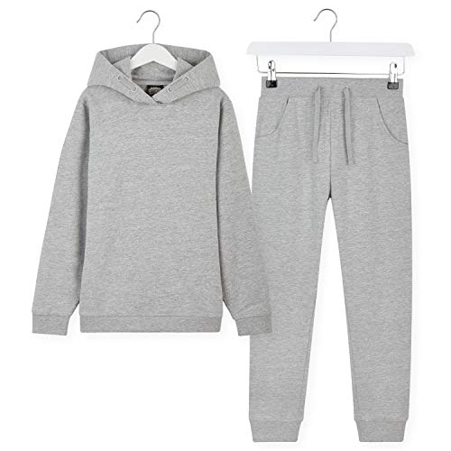 CityComfort Chandal Niña, Conjunto de 2 Piezas Sudadera con Capucha y Pantalon Chandal, Ropa Niño 100% Algodon, Regalos Para Niños Edad 3-14 Años (Gris Claro, 7_years)
