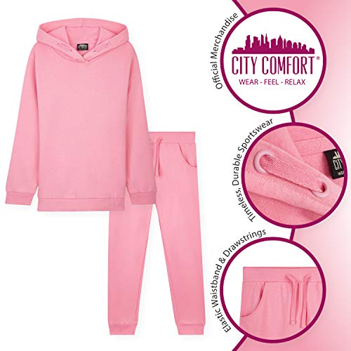 CityComfort Chandal Niña, Conjunto de 2 Piezas Sudadera con Capucha y Pantalon Chandal, Ropa Niño 100% Algodon, Regalos Para Niños Edad 3-14 Años (Rosa, 7_years)