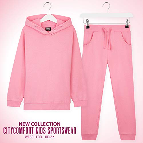 CityComfort Chandal Niña, Conjunto de 2 Piezas Sudadera con Capucha y Pantalon Chandal, Ropa Niño 100% Algodon, Regalos Para Niños Edad 3-14 Años (Rosa, 7_years)