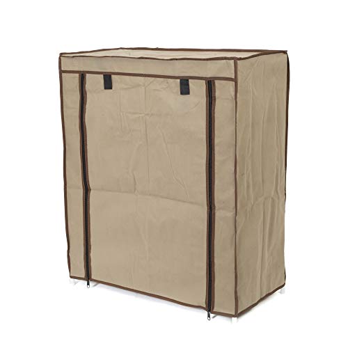 Compactor Zapatero 4 baldas con funda, Color marrón, Fabricado en polipropileno, Tamaño, 59 x 29 x 72 cm, Capacidad para 12 pares, RAN6960