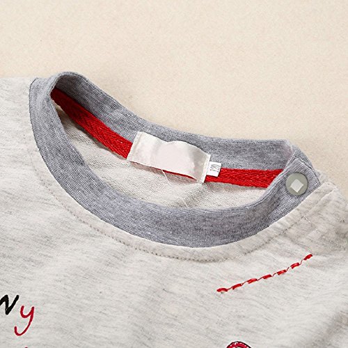 Conjunto de Ropa Niña Otoño Invierno, Fossen 1-5 años Bebe Camisetas Estampados de Dibujos Animados y Vaqueros (5 años, Gris)