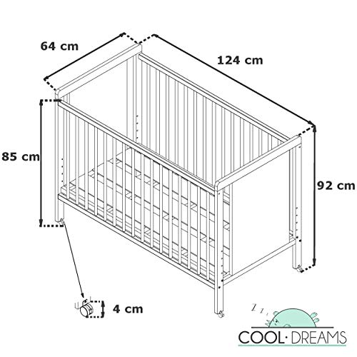 COOL · DREAMS Cuna colecho Axia 120x60 + kit colecho. De 0 a 3 años