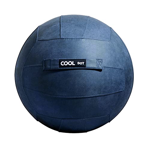 COOLDOT Bola de Yoga para Adultos Pelota Asiento Silla con Cubierta Funda y Asa Incluye Pelota de Ejercicio Bombín Inflador para Casa Oficina Pilates con Tratamiento Antibacteriano (Azul, D65)