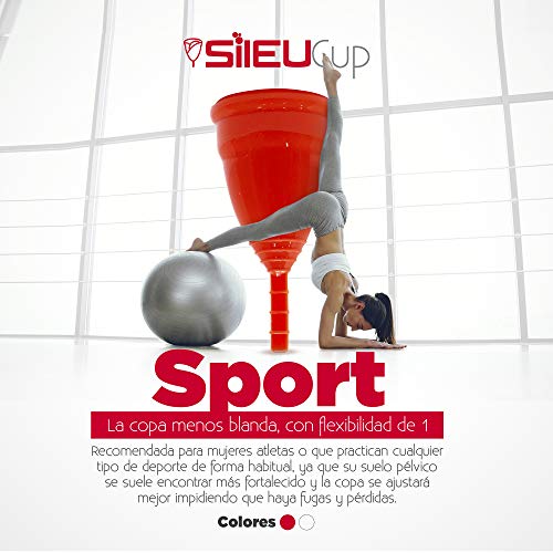 Copa Menstrual Sileu Cup Sport - Copa deportiva perfecta para deportes, pilates, yoga, piscina, baile, gimnasio - Alternativa ecológica y natural a tampones y compresas - Talla S, Morado