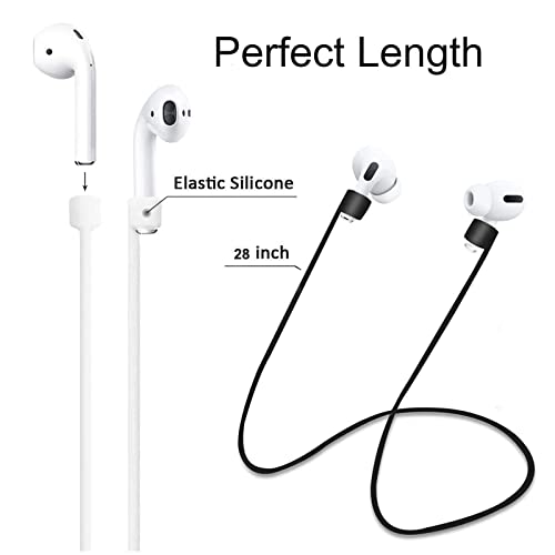 Cordón para AirPods Pro, 2 y 1, diseño magnético y muy resistente, para no perder los auriculares al hacer deporte, blanco