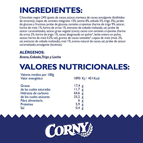 Corny - Barritas de Cereales con Chocolate Negro. 10 estuches con 6 barritas 10x(6x23g)