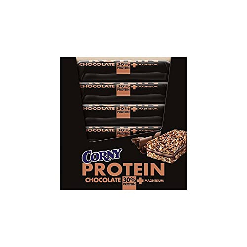 Corny Protein – Barritas de Cereales y Delicioso Chocolate con 30% proteínas & Magnesio para Reducir Fatiga Muscular– Pack 24 unid x 35g