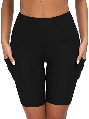 COTOP Pantalones Cortos de Yoga para Mujeres, Pantalones Cortos Deportivos de Cintura Alta de Verano con Bolsillos para Entrenamiento de Gimnasia, Fitness, Trotar, Correr, Motorista(S)
