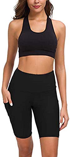COTOP Pantalones Cortos de Yoga para Mujeres, Pantalones Cortos Deportivos de Cintura Alta de Verano con Bolsillos para Entrenamiento de Gimnasia, Fitness, Trotar, Correr, Motorista(S)