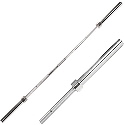 C.P. Sports barras de pesas, barra de olímpica 50mm, sostiene hasta 250 kg, longitud total 2200 mm, acero sólido cromado, de alta calidad casquillos de fricción, G42