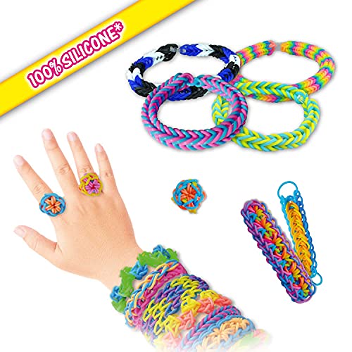 CRAZE - Kit Para Hacer Pulseras Personalizadas De La Amistad Y Anillos Niña Con Silicona, 1000 Gomas, 15 Cierres, Mini Look, 1 Aguja Ganchillo, 1 scoubiloop, Regalos Niñas, Multicolor