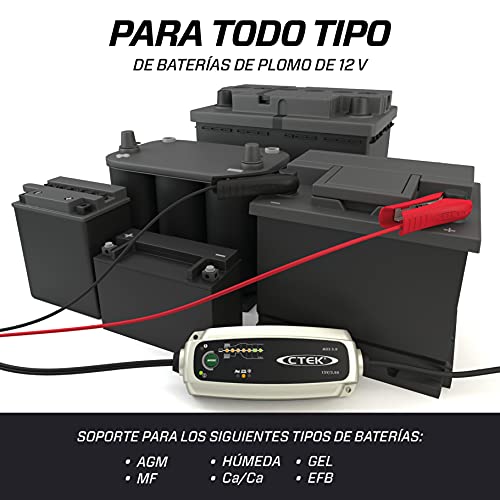 CTEK MXS 3.8, Cargador Batería 12V 3.8A, Cargador Inteligente Baterias, Mantenedor De Batería, Cargador De Batería De Coche Y Moto, Desulfatador De Batería Con Mantenimiento De Flotación / Pulso