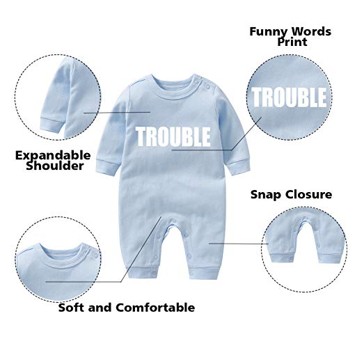 culbutomind Twins Baby Bodysuits Double Trouble Lindo Traje con sombrero Baby Pijamas New Born Girl Ropa Gemelos Regalo, Multicolor Bt, 6 mes