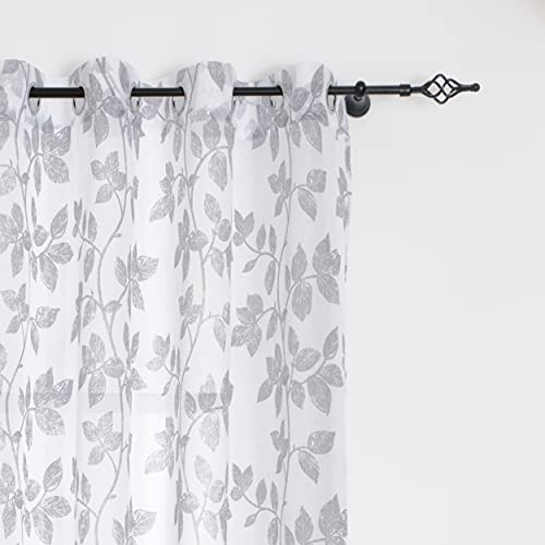 Dalina 2 Unidades Cortina Translucido Estamapdo para Ventana color Gris Plomo - Visillo con Ojales Poliéster Color Estampado para Salón Dormitorio 140x260cm