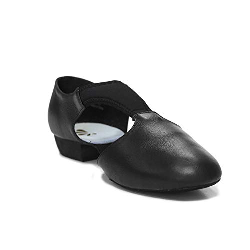 DANCEYOU Zapatos de Jazz para Mujer con Suela Blanda Zapatos de Baile Latino para Hombre Sandalias de Enseñanza de Baile de Cuero para Baile de Salón Salsa Latina Moderna, Negro EU 36.5/37