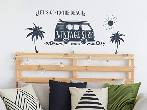 Decoración Adhesiva 152886 Vintage Surf Vinilo, Gris, 48 x 68 cm