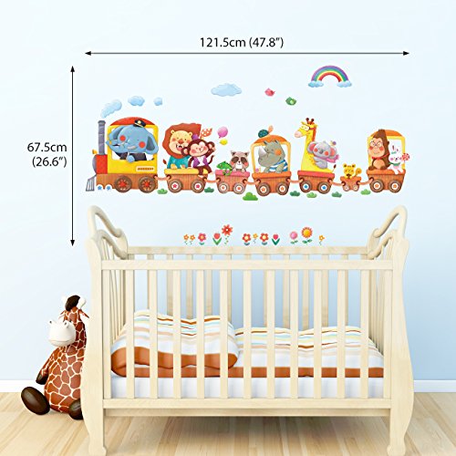 DECOWALL DA-1406A Trenes de Animales Vinilo Pegatinas Decorativas Adhesiva Pared Dormitorio Salón Guardería Habitación Infantiles Niños Bebés(Grande)