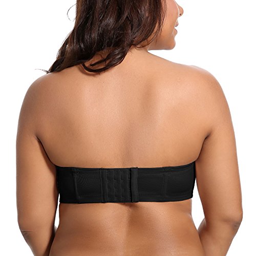 DELIMIRA - Sujetador sin Tirantes Tallas Grandes Push Up de Silicona para Mujer Negro 100C