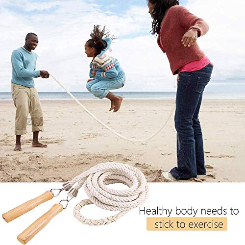 DFVEY Cuerda de Saltar, Cuerda de Salto de Longitud con Mango de Madera para niños y Adultos, Cuerda de Saltar del Mejor Equipo grupal para Deportes Escolares y Actividades al Aire Libre (7m)