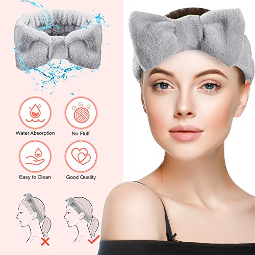 Diadema de Spa Banda de Pelo con Lazo Diadema de Maquillaje Banda para Pelo de Lana de Coral Envoltura Elástica de Cabeza para Baño Ducha para Mujer Niña Lavado de Cara Ducha Deporte