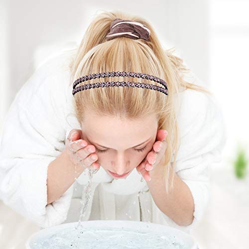 Diademas de Pelo Diamantes de Imitación Diademas de Moda de Doble Fila Dentadas y Antideslizante para Mujeres y Niñas 4 Piezas (Color Mixto)