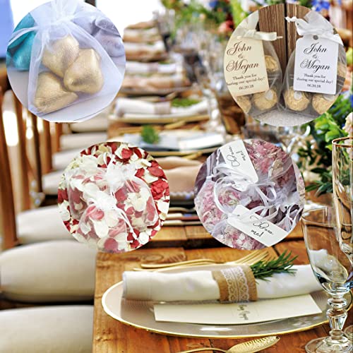 DILISEN 100 Pedazo de Bolsa de Regalo de Tela, Bolsa de Regalo de Boda de Organza Blanca