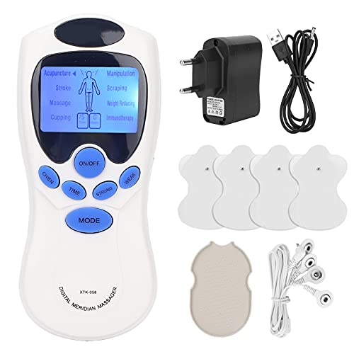 Dispositivo de electroestimulación con 4 electrodos, masajeador ajustable de cuello y hombros. Dispositivo de corriente de estimulación digital EMS/TENS para alivio del dolor, estimulación(01)