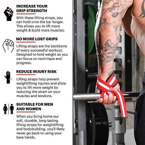 DMoose Fitness Correas de muñeca (par), Ajuste de Bucle Acolchado, Costura Reforzada, Soporte Antideslizante, asegura su Agarre maximizando el Levantamiento de Pesas