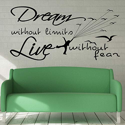 Docliick® Vinilo de pared decorativo en Inglés"DREAM WITHOUT." Pegatinas de pared decorativa de frases celebres.Vinilo decorativo decoración hogar Docliick DC-150-ING