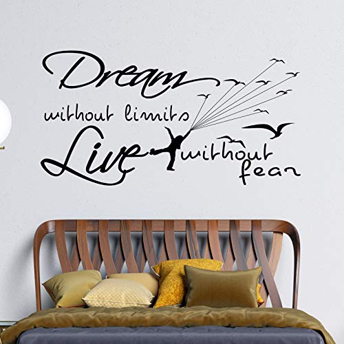 Docliick® Vinilo de pared decorativo en Inglés"DREAM WITHOUT." Pegatinas de pared decorativa de frases celebres.Vinilo decorativo decoración hogar Docliick DC-150-ING