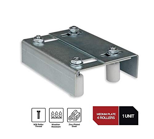 DOJA Industrial | Guia de Piso Ajustable Puerta Corredera | 4 Ruedas Medianas | Soporte para Puertas Deslizantes con Cojinetes de Nylon | Portón Electrico Automatico, Puertas Correderas, Granero