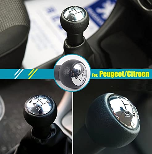 DOMENICA Pomo Palanca de Cambios 5 Velocidades Compatible de Peugeot 106 107 205 206 207 301 306 307 308 406 407 408 508 605 806 807 2008 3008 5008 Citroen C2 C3 C4 C5 Picasso Saxo Xsara Elysee