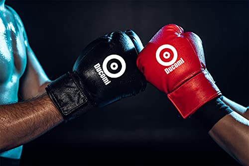 Ducomi Mike - Guantes de Boxeo MMA De Piel Sintética para Hombre y Mujer o Niña, Ajustables, Protección de Muñeca, Guante para Entrenamiento, Kickboxing, Muay Thai, Artes Marciales (Azul)