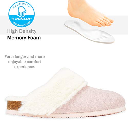 Dunlop Zapatillas Mujer, Zapatillas Casa Mujer con Forro Polar, Pantuflas Mujer Suela de Goma Antideslizante, Regalos para Mujer y Adolescentes Talla 36-41 (Rosa, Numeric_39)