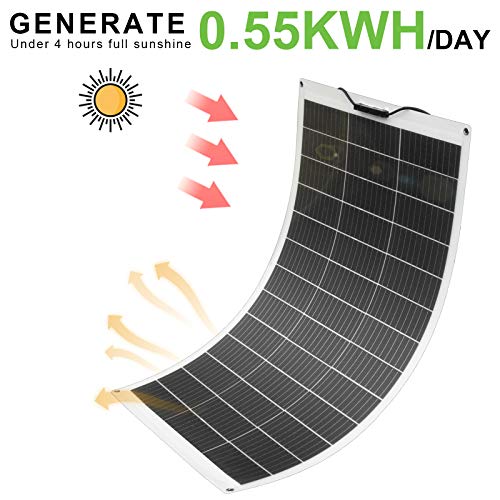 ECO-WORTHY Panel Solar Flexible 130W 12V Módulo Monocristalino para Cargar Batería de 12V / Coche/Barco/Caravana