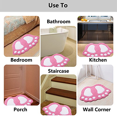 ele ELEOPTION Alfombra de baño Antideslizante, Alfombrillas de baño de Secado rápido y pies Lindos, Absorbente de Agua Suave y cómoda Antideslizante para Dormitorio, Cocina, Pasillo, 67x48CM, Púrpura
