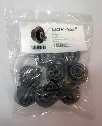 ELECTROHOGAR® Ruedas Lavavajillas Bosch - Juego Completo de 8 Ruedecillas Bandeja Inferior Lavaplatos compatible con Siemens, Balay, Beko, Indesit, Neff, Bosch
