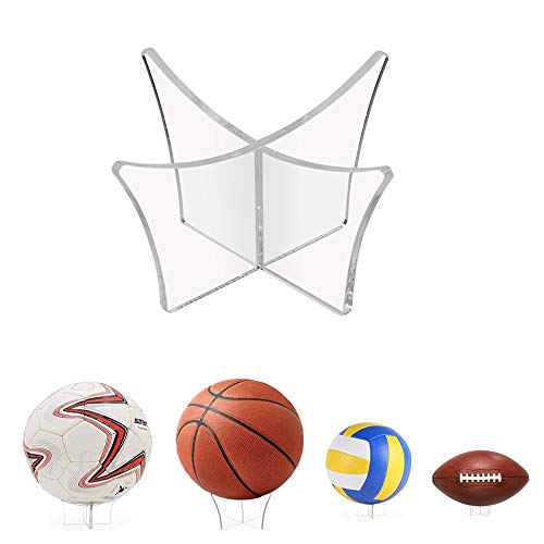 EMAGEREN 1 PCS Soporte para Pelotas Soporte para Balon de Futbol Soporte Pelota Baloncesto de Acrílico Base Soporte de Exhibición Transparente para Fútbol Baloncesto Voleibol Pelota de Rugby