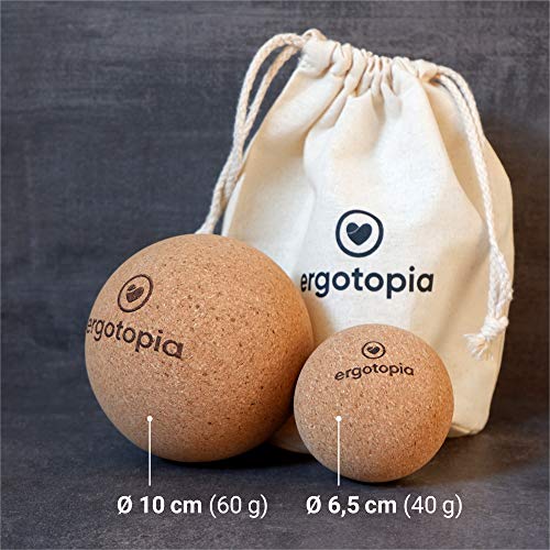 Ergotopia - Pelota de Masaje para Fascia de Corcho Antibacteriano y Duradero, respetuosa con el Medio Ambiente, para automasaje de Puntos gatillo y tensiones