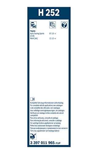 Escobilla limpiaparabrisas Bosch Rear H252, Longitud: 250mm – 1 escobilla limpiaparabrisas para la ventana trasera